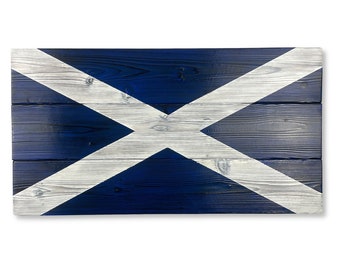 Scottish Wooden Flag  Rustic Home Decor Flag of Scotland Made with Burnt Cedar