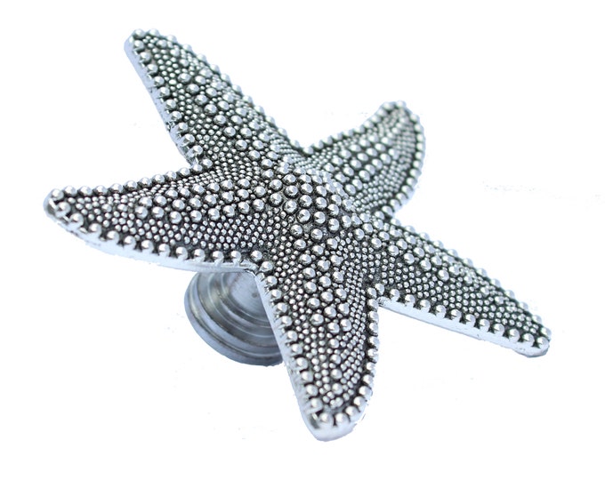 Starfish Drawer Knobs in Silver Starfish Knobs Beach Decor