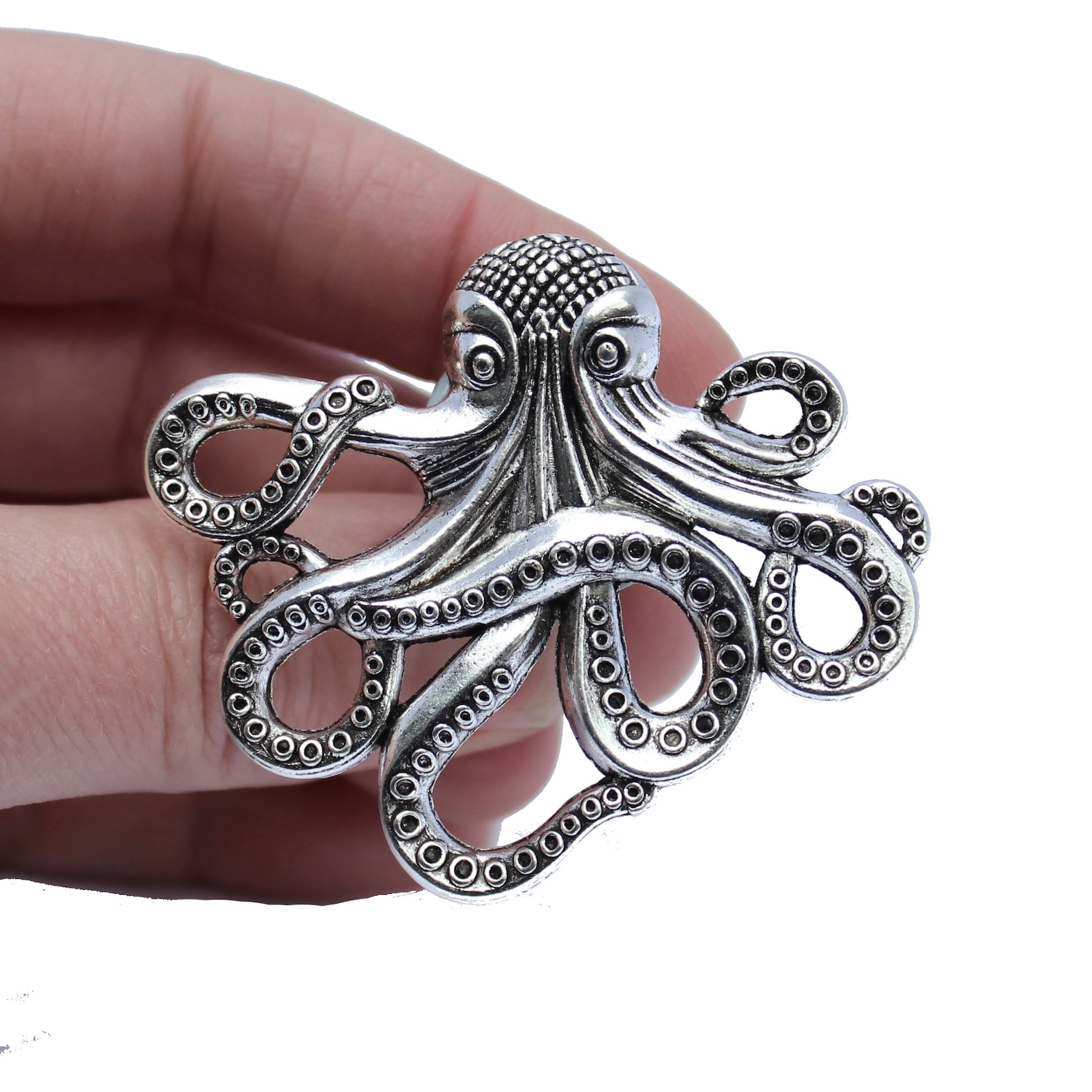 Octopus Knobs in Silver Octopus Drawer Knob for Beach Etsy