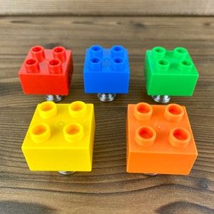 Kids Drawer Knob made with Toy Brick Duplo cabinet Knobs for dresser Colorful Cabinet Hardware Kids room decor image 6