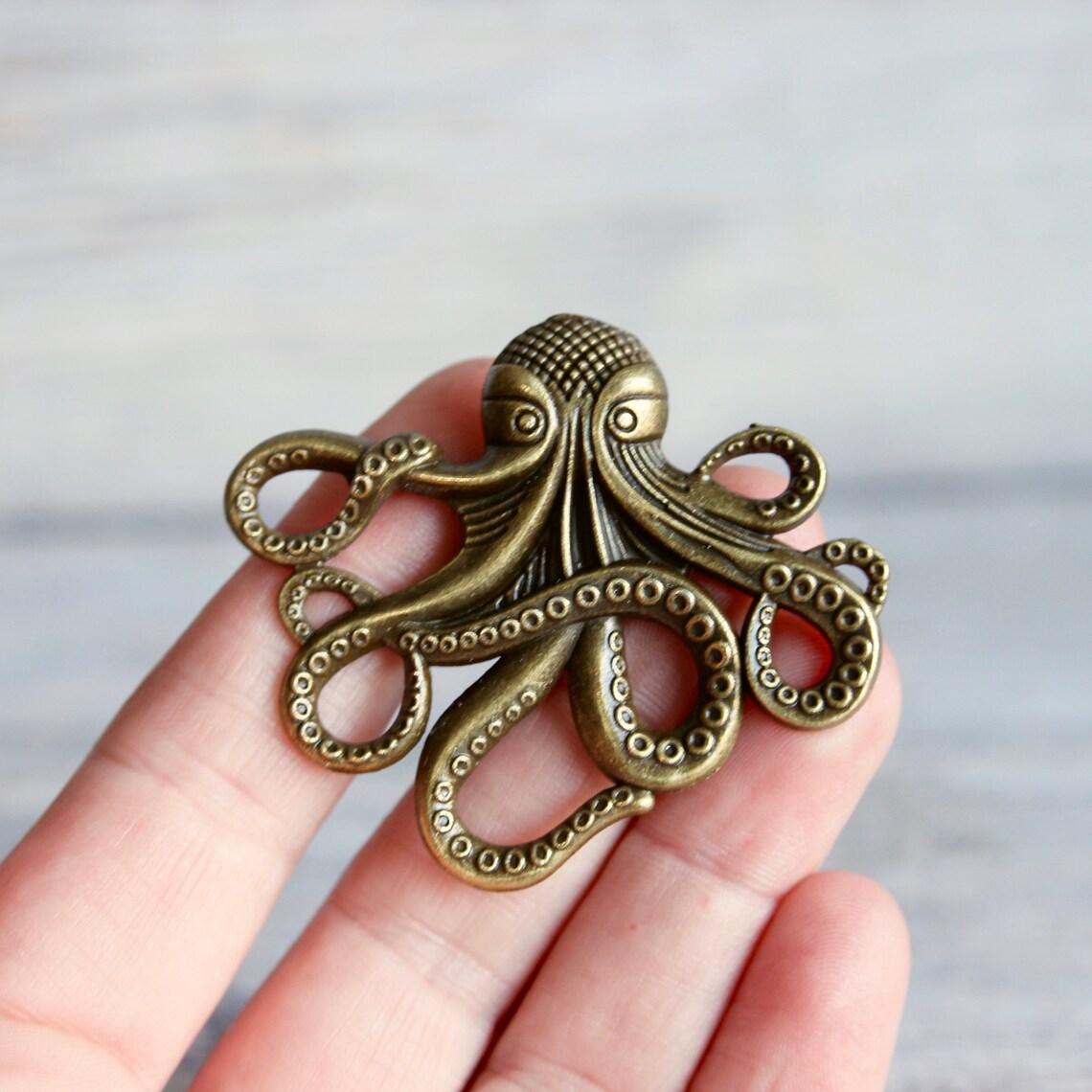 SET of 2 Octopus Drawer knobs in Brass Octopus knobs Etsy
