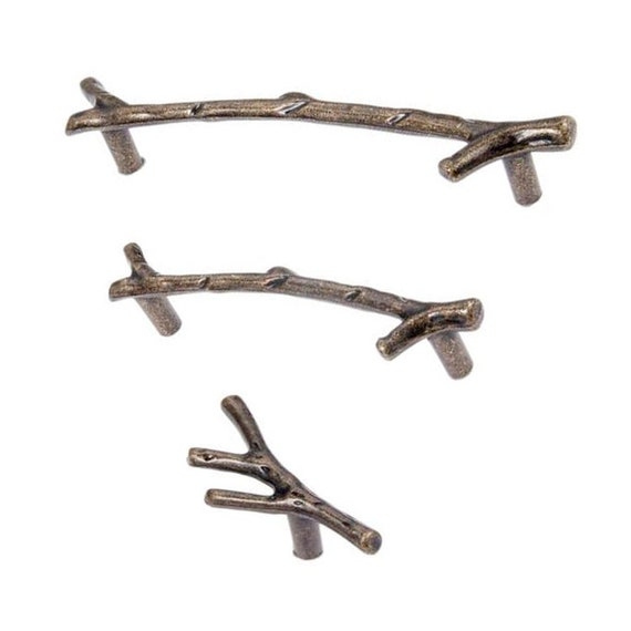 Branch Drawer Knobs And Pulls In Brass Rustic Branch Drawer Etsy