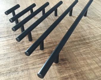 Modern Black Cabinet Pulls - Black Drawer Pulls - Mid Century Modern Pulls - Black Bar Pulls
