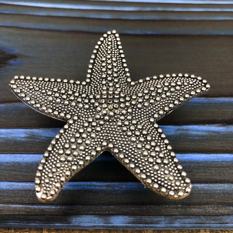 Starfish Drawer Knobs in Silver Starfish Knobs Beach Etsy