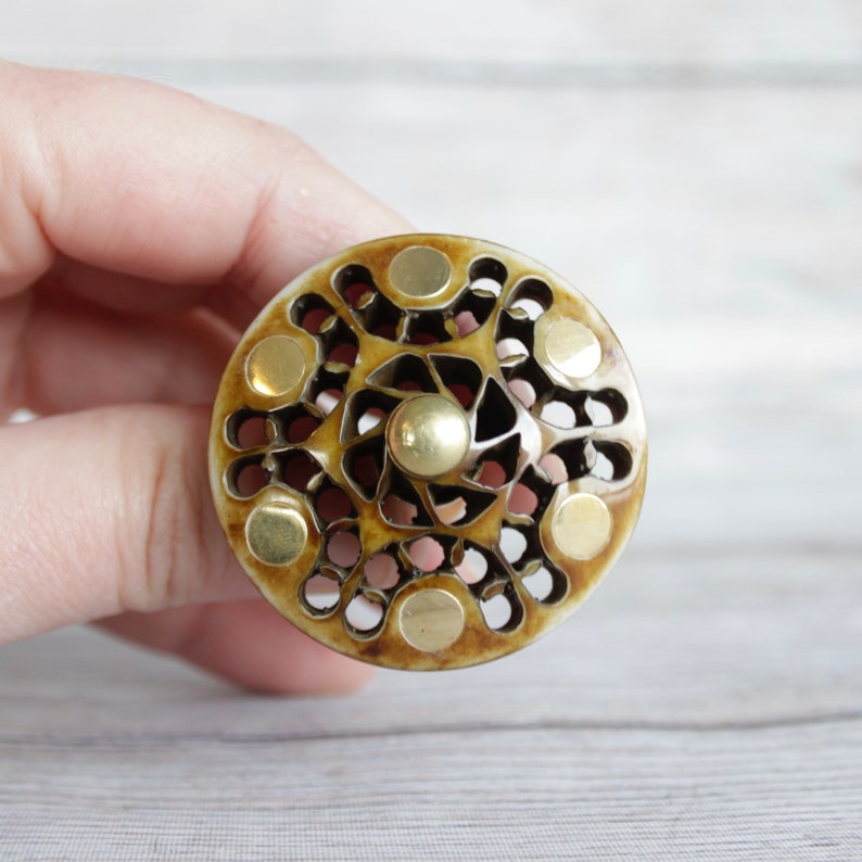 Resin Drawer Knobs With Brass Dots Carved Knobs With Etsy