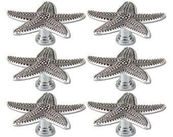 Starfish Drawer Cabinet Knobs SET of 6 for Nautical Coastal Decor