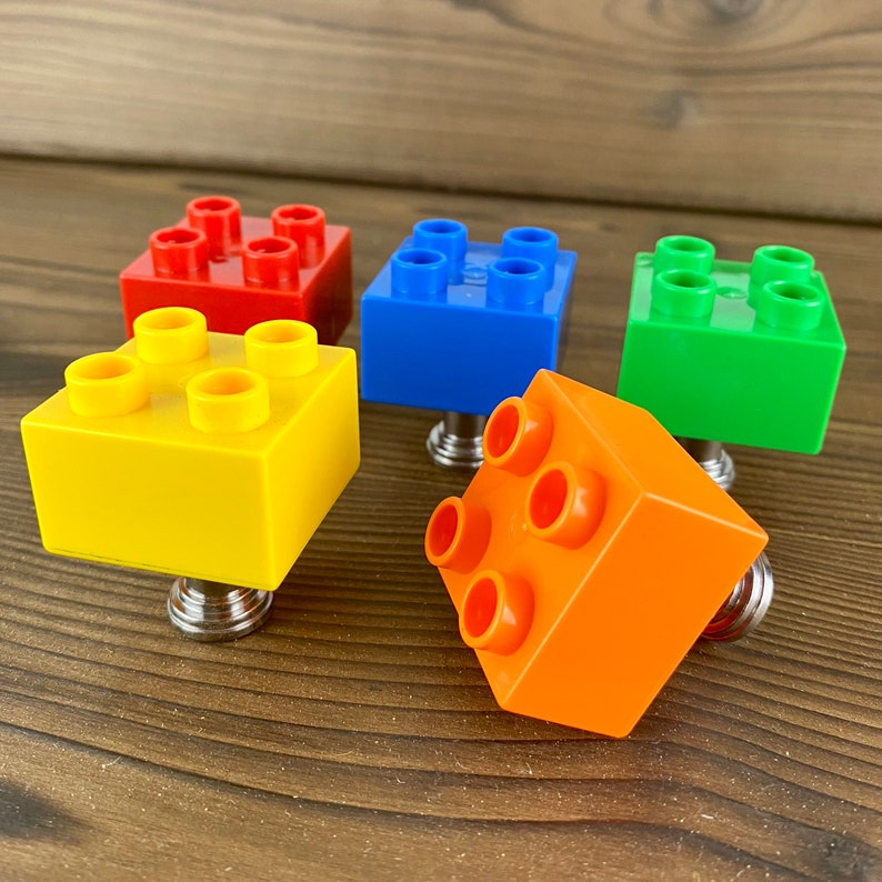 Kids Drawer Knob made with Toy Brick Duplo cabinet Knobs for dresser Colorful Cabinet Hardware Kids room decor image 4