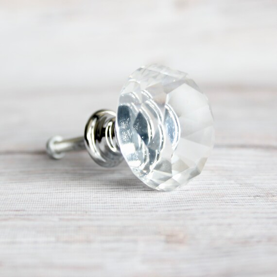 Clear Crystal Drawer Knobs Small Glass Cabinet Knobs Etsy