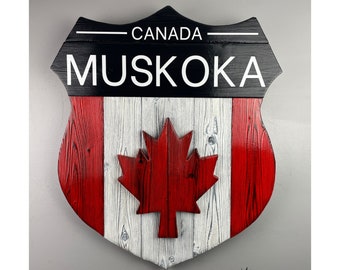 Custom Canadian Wood Flag - Personalized Road Sign Canada - Wall Art - Rustic Wood - Custom Woodworking