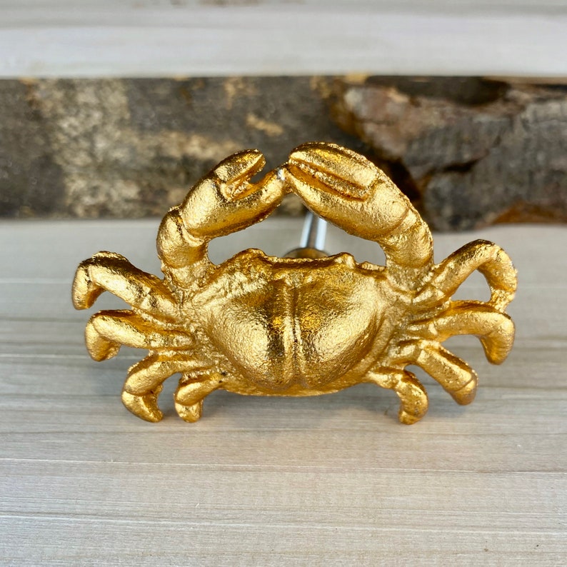Crab Drawer Knobs in Red or Gold Crab Knobs for Etsy