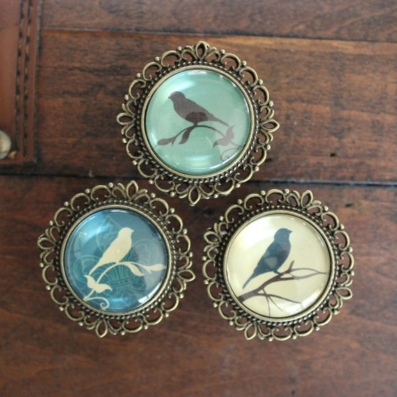 Bird Drawer Knobs Brass Cabinet Knobs With Bird Images Etsy