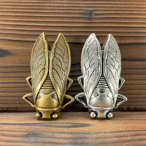 Cicada Drawer Knob in Silver and Brass - Beetle Cabinet Knobs - Insect Decor - Woodland Nursery - Cottage Lodge