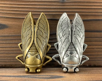 Cicada Drawer Knob in Silver and Brass - Beetle Cabinet Knobs - Insect Decor - Woodland Nursery - Cottage Lodge