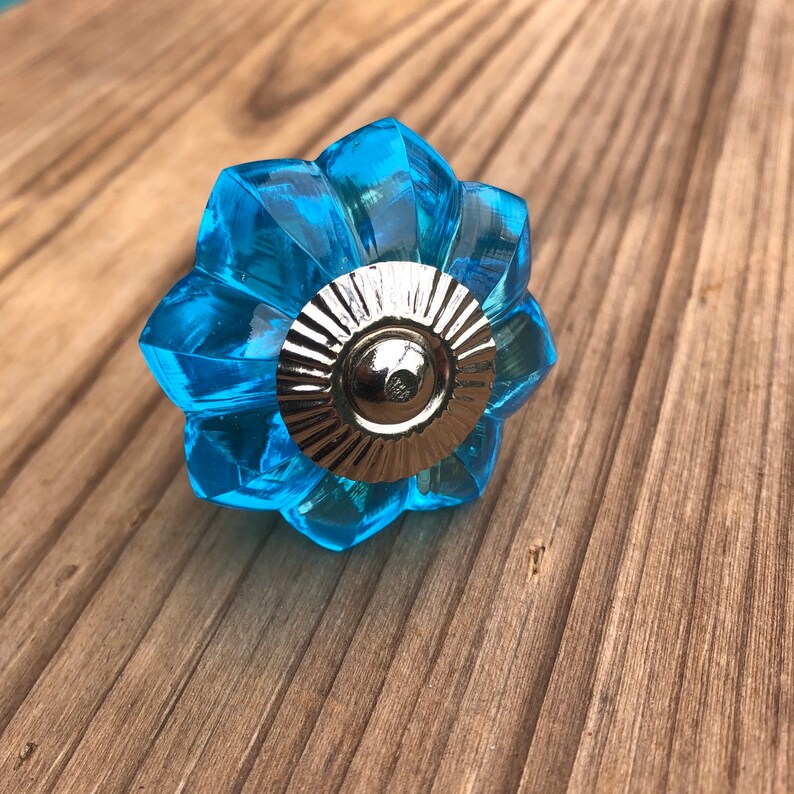 Türkis Glas Schublade Schrank Knöpfe GlasKnöpfe mit Silber | Etsy