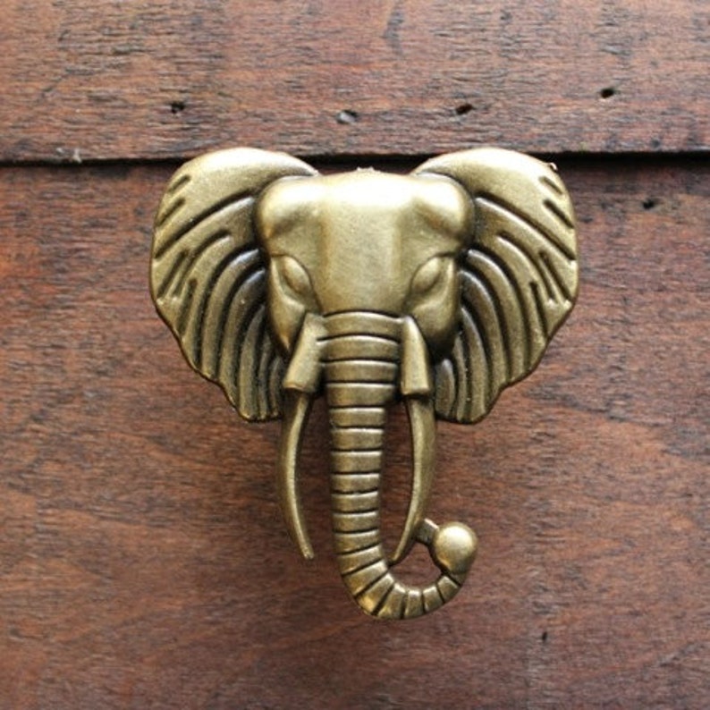 Elephant cabinet knobs furniture knobs with Elephant in Brass Metal Elephant Drawer knobs