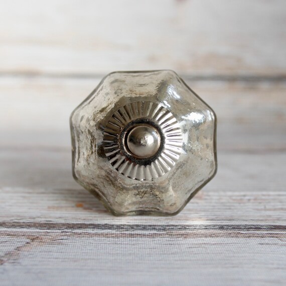 Silver Mercury Glass Drawer Knobs Mercury Glass Cabinet Etsy