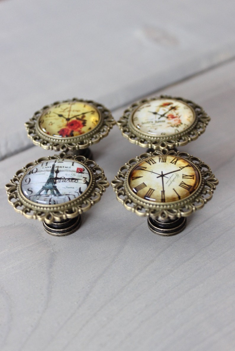 Vintage Clock Drawer Knobs Clock Knobs Clock Face Etsy