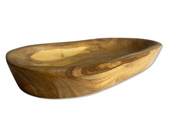 Small Rustic Olive Wood Tray - Live Edge Wooden Tray - Small Bowl - Kitchen Decor Ring Dish