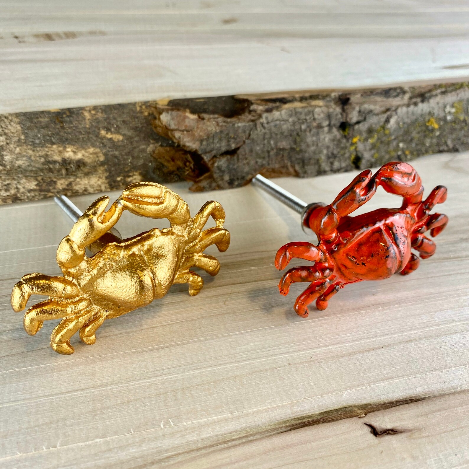 Crab Drawer Knobs in Red or Gold Crab Knobs for Etsy