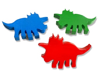 Triceratops Drawer Knob: Handmade Wood Dinosaur Pull for Kids