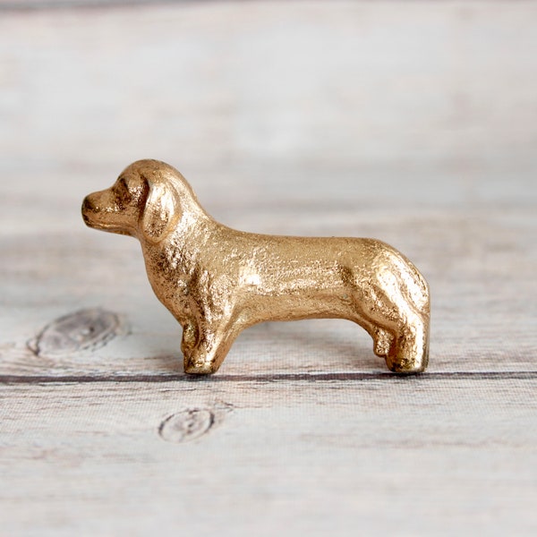 Gold Dachshund Cabinet Knobs - Wiener Dog Drawer Knobs - Dachshund Gift - Animal Dresser Knobs with Gold Finish