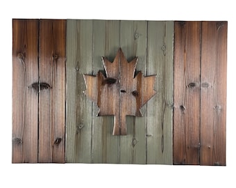 Wood Canadian Flag 20 x 30 Burnt Cedar Shou Sugi Ban Flag of Canada - Patio or Porch Decor