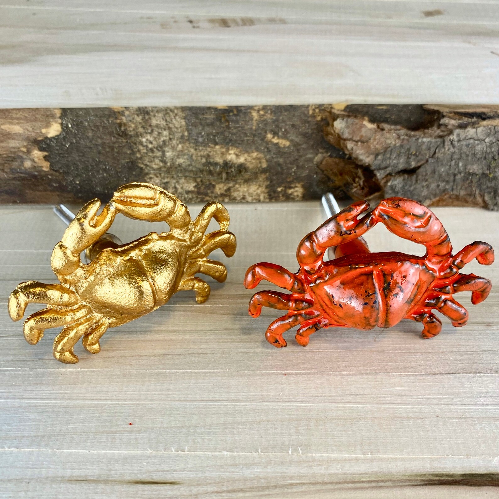 Crab Drawer Knobs in Red or Gold Crab Knobs for Etsy