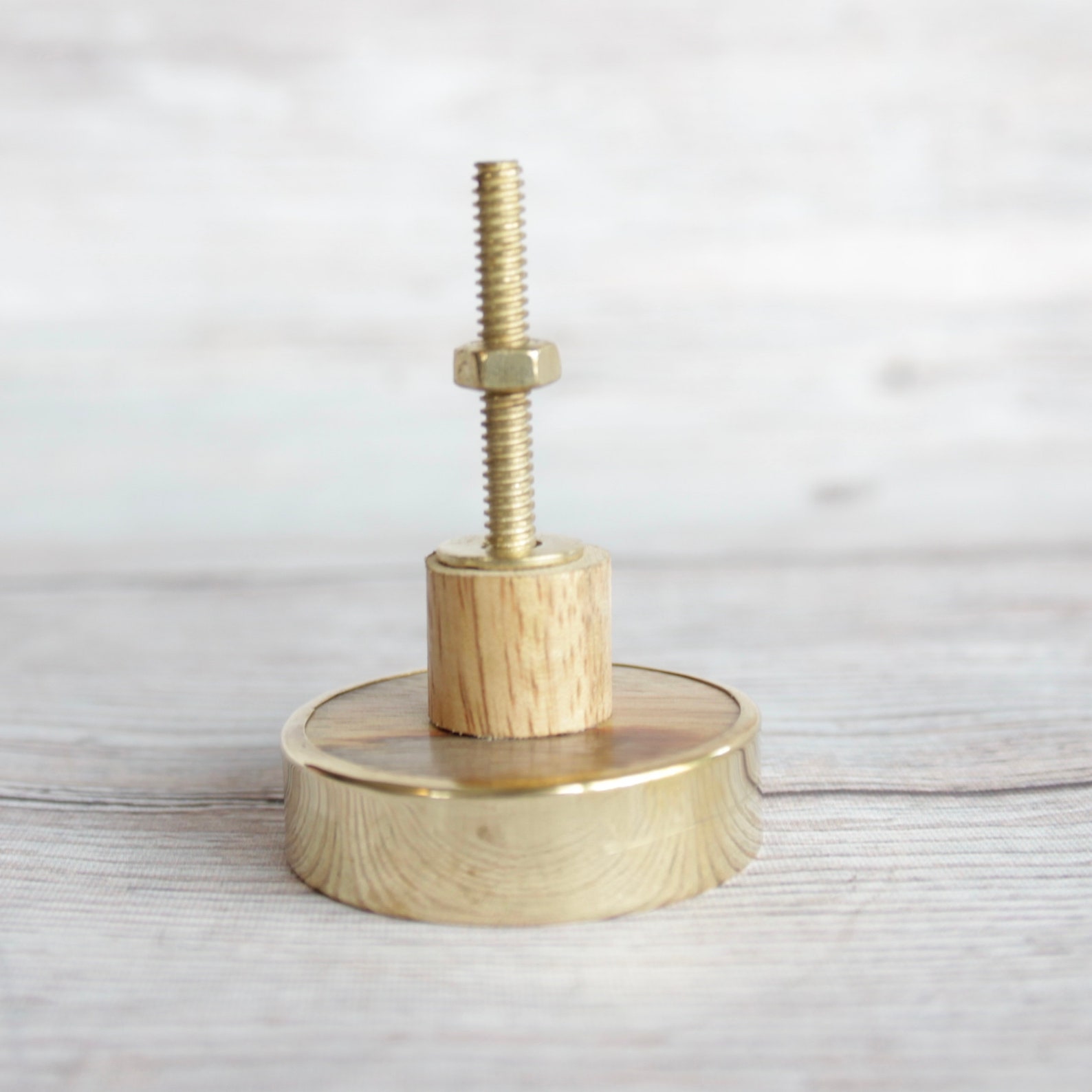 Knob Wood Chevrons Brass Knob with Wood Inlay Etsy