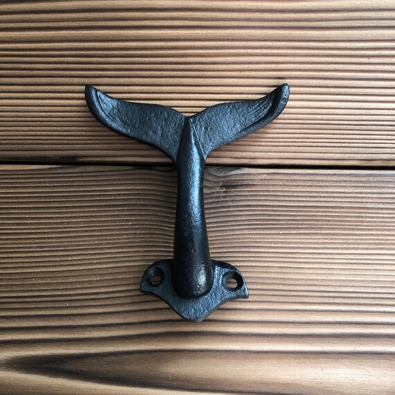 Whale Tail Wall Hook in Black Black Whale Tail Towel Hook Nautical