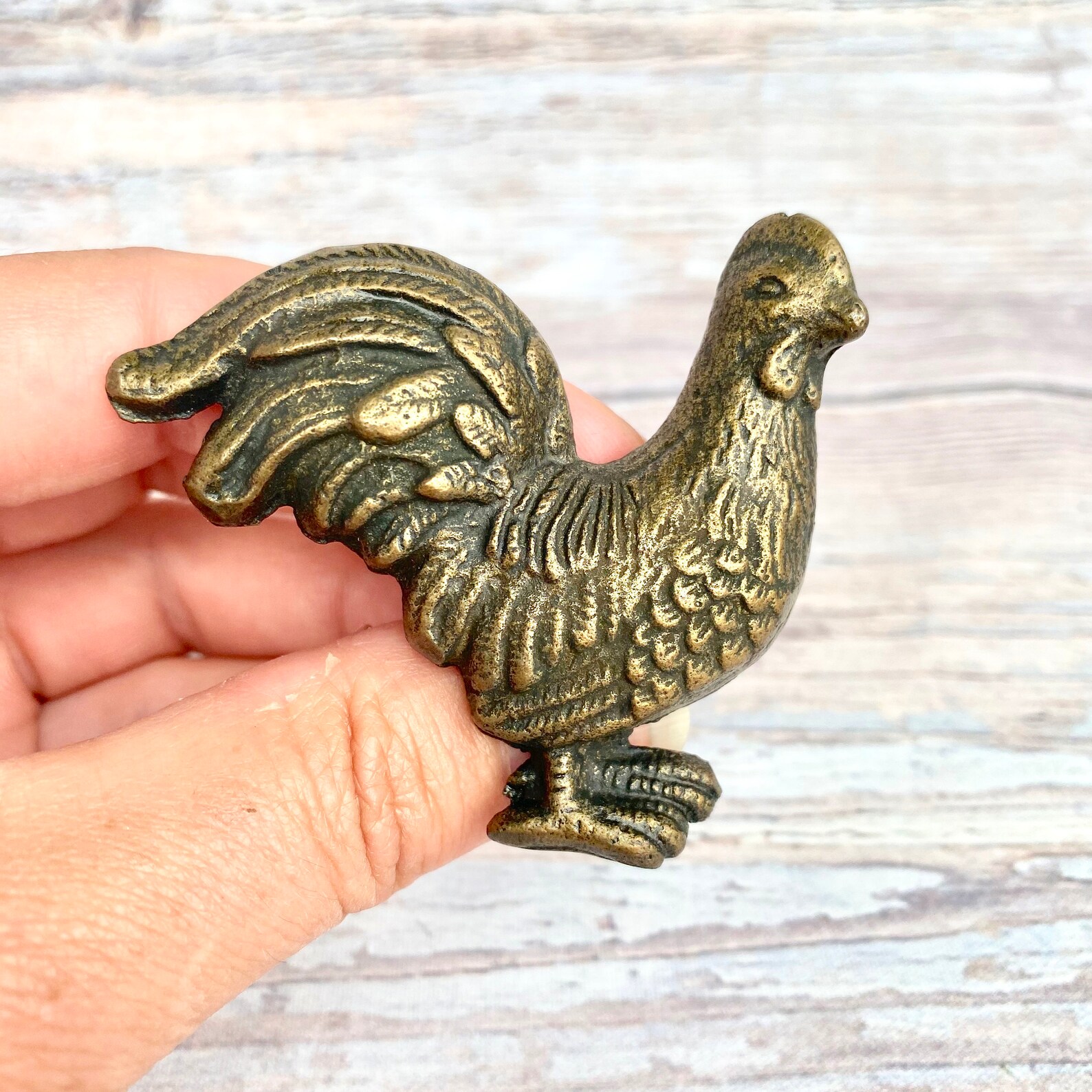 Rooster Drawer Knobs in Antique Brass for Farmhouse Decor Etsy