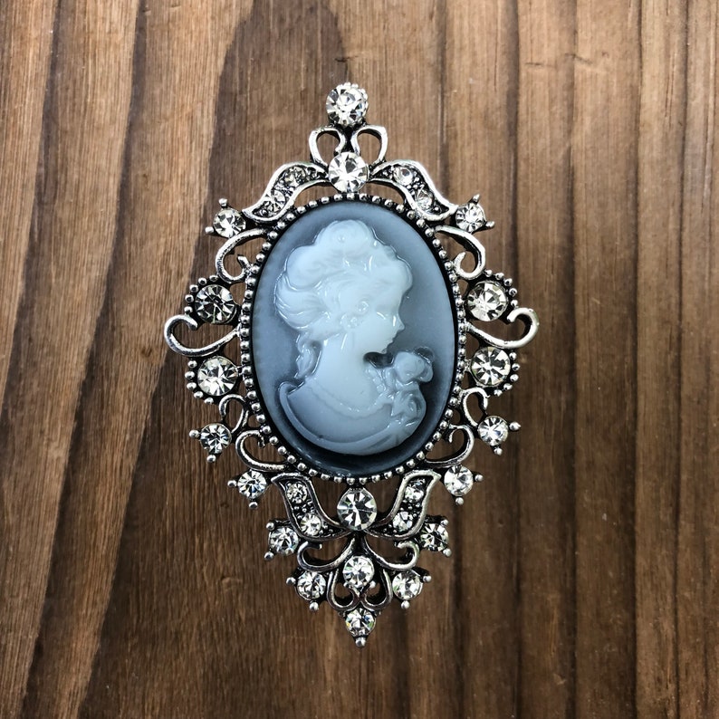 Victorian Lady Drawer Knob With Clear Crystals Cameo Cabinet Etsy