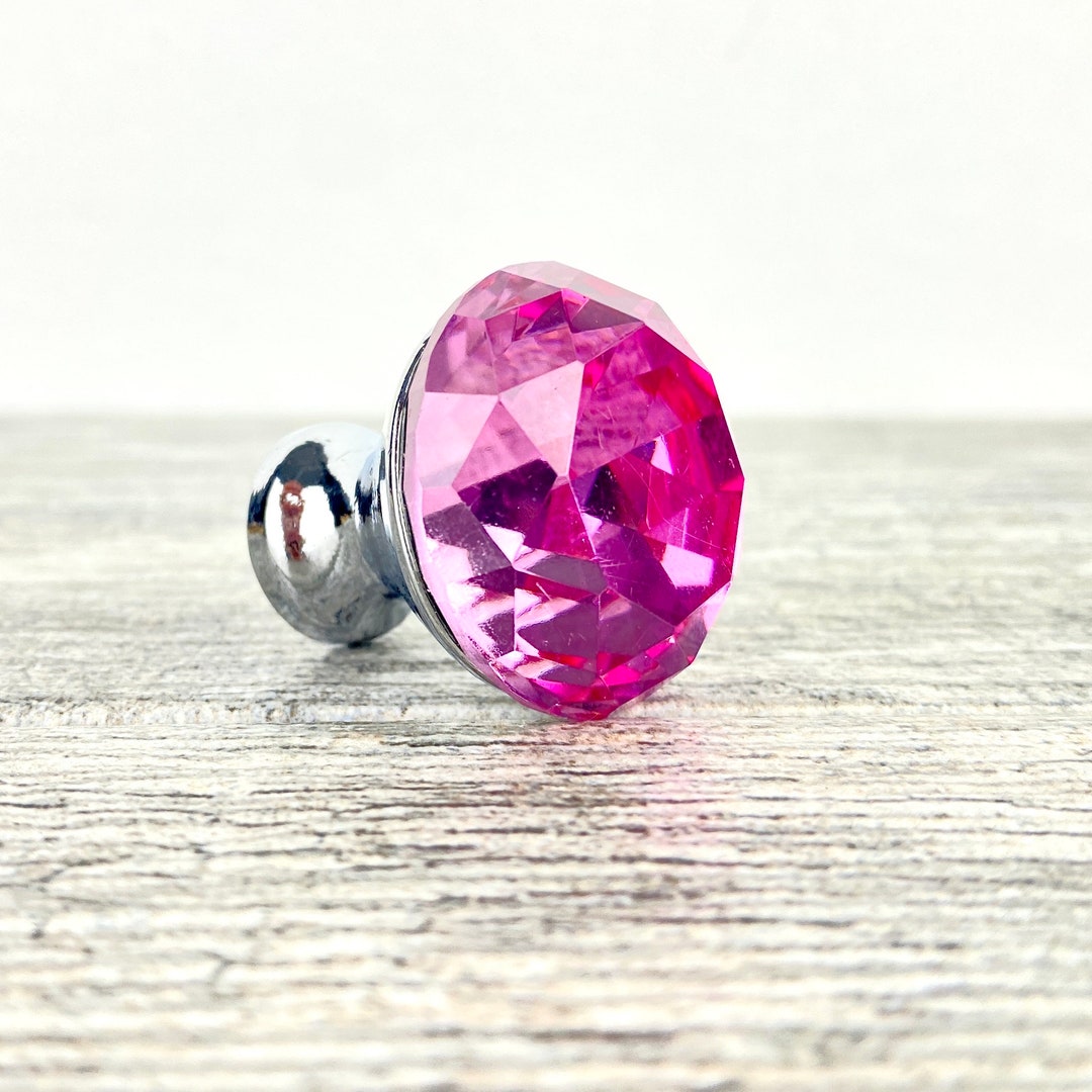 Pink Glass Drawer Knobs Diamond Shaped Glass Knobs in Pink