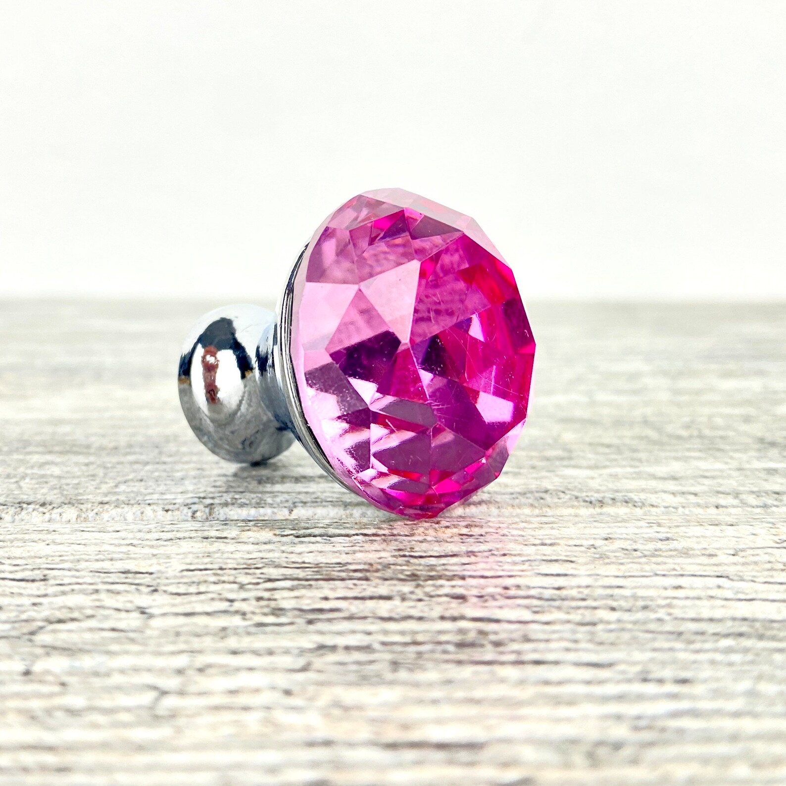 Pink Glass Drawer Knobs Diamond Shaped Glass Knobs Etsy