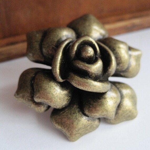 Items similar to Rose Dresser Drawer Knobs Decorative Knobs in Brass