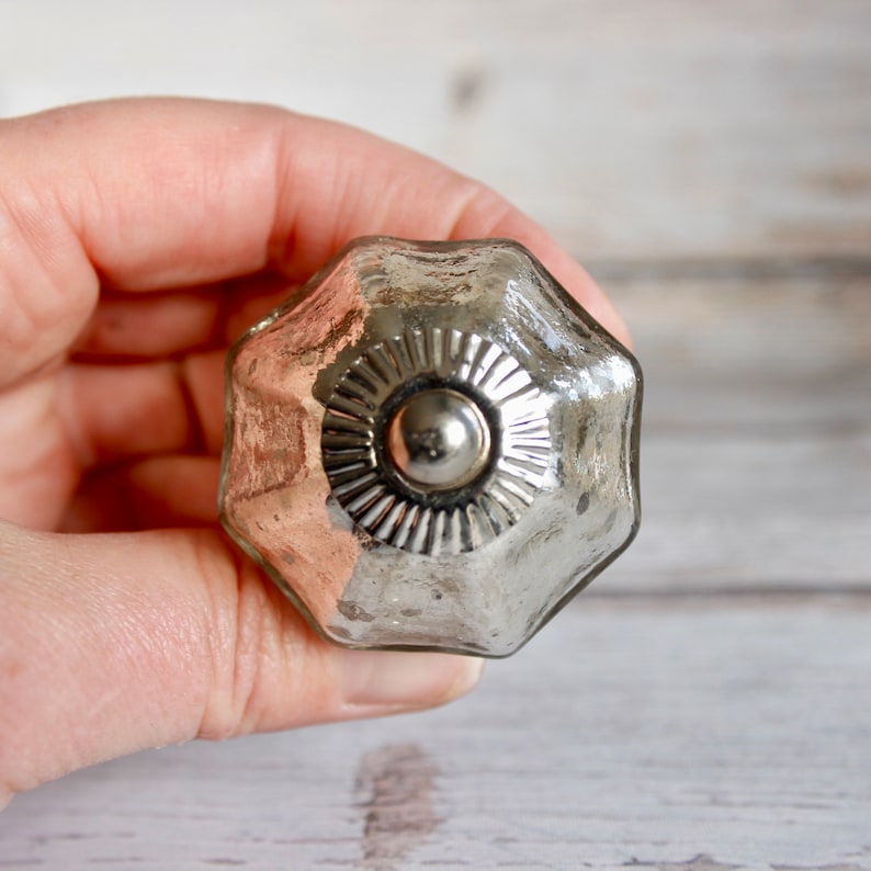 Silver Mercury Glass Drawer Knobs Mercury Glass Etsy
