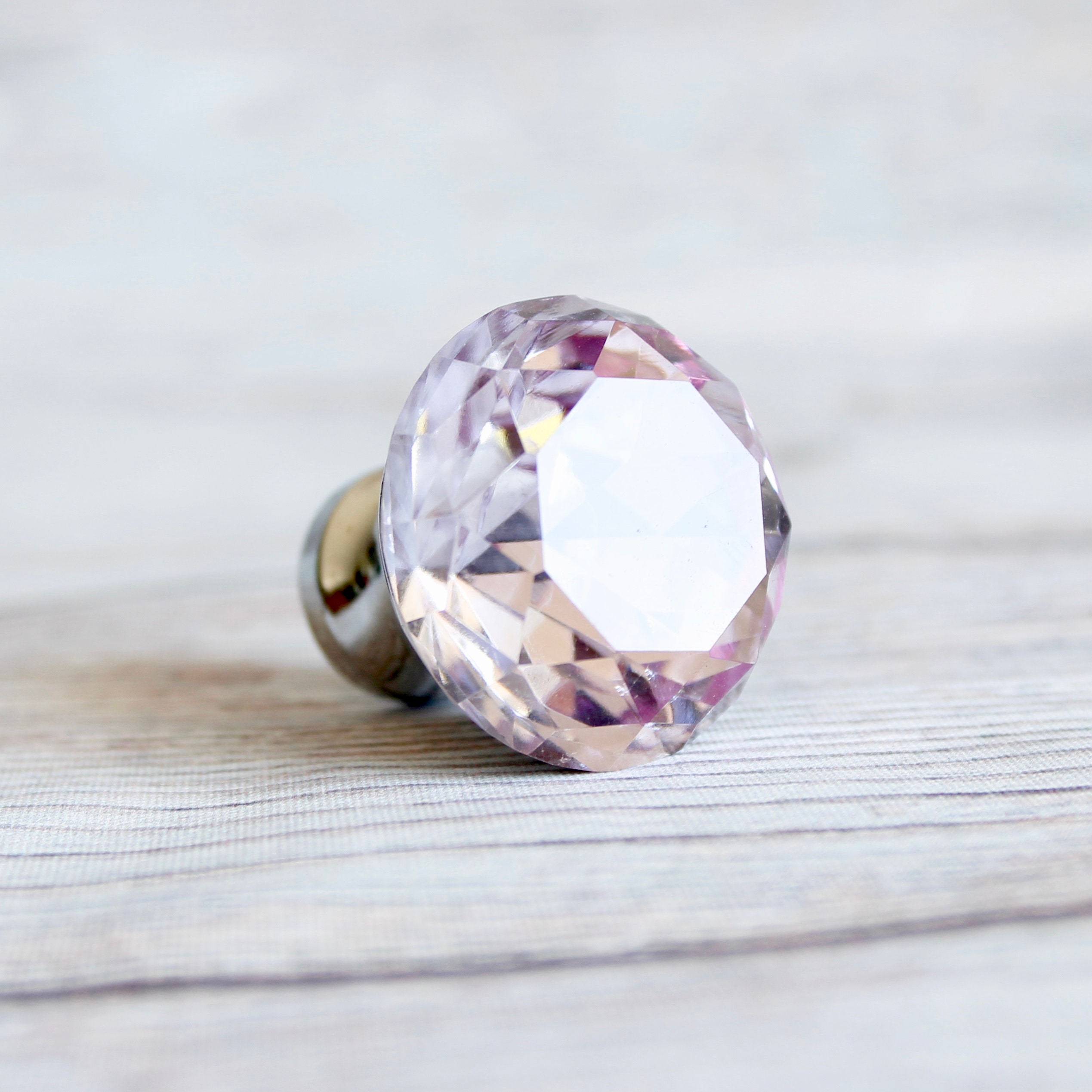 Light Pink Glass Drawer Knobs Diamond Shaped Glass Etsy