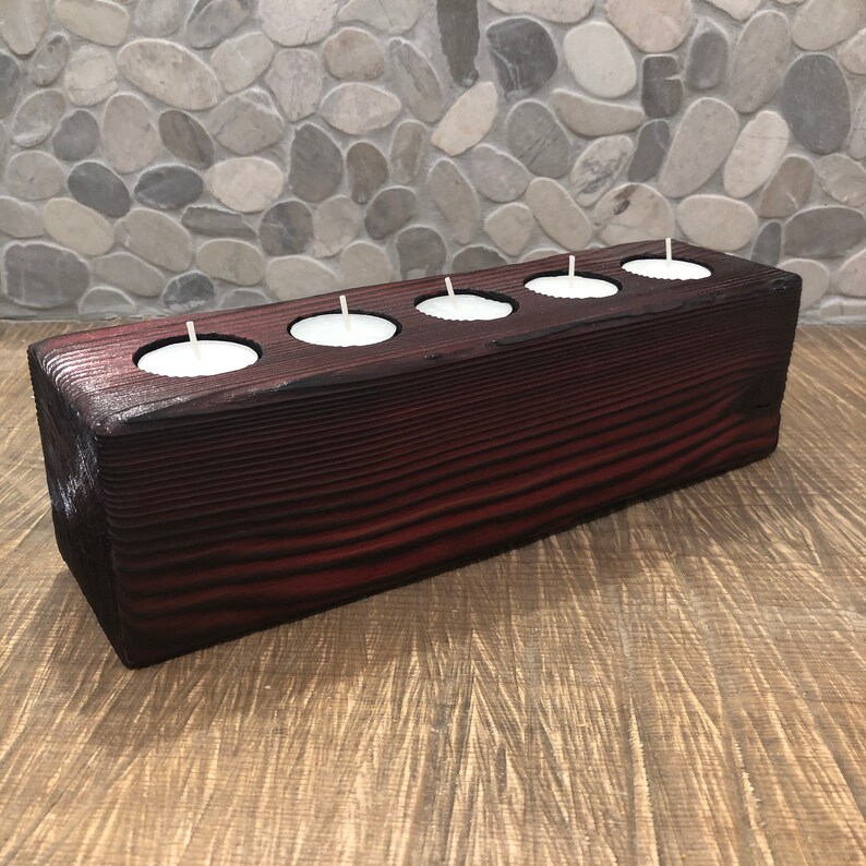 Light Blue Tea Light Holder Shou Sugi Ban Candle Holder Etsy