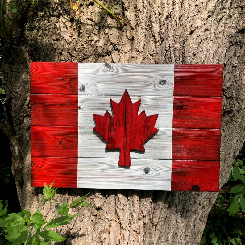 Rustic Wood Canadian Flag 20' X 30 Burnt Cedar Etsy Canada