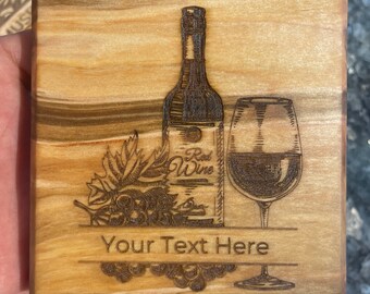Personalized Wine Themed Coasters SET of 4 - Hostess Gifts - Personalized Coaster Set - Wooden Coasters - Gift Wine Enthusiast