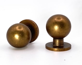Brass Drawer Knob Round Ball Shaped SET of 2 - Vintage Style Cabinet Pull Antique brass - Trendy Dresser Handles