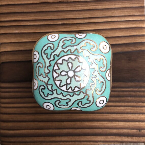 Art Deco Drawer Knob Square Art Deco Cabinet Knob Green Etsy