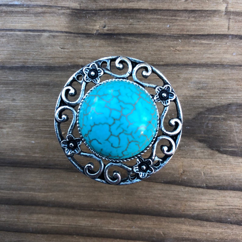 Small Round Turquoise Stone Drawer Knobs Turquoise Furniture Etsy