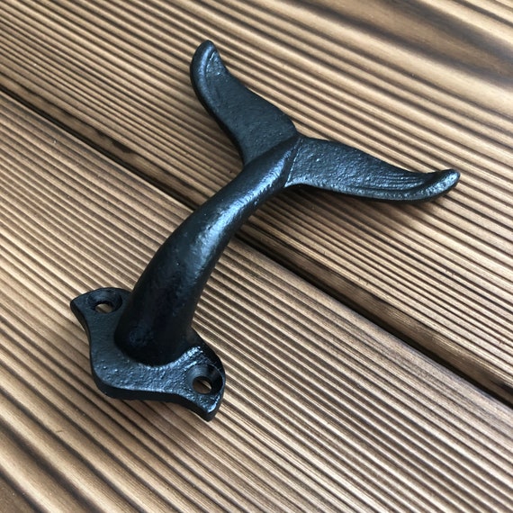 Whale Tail Wall Hook in Black Black Whale Tail Towel Hook Nautical