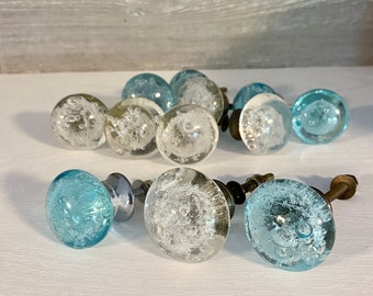 Glass Bubble Drawer Knobs set of 12 - Glass Cabinet Knobs - Hardware for Dresser