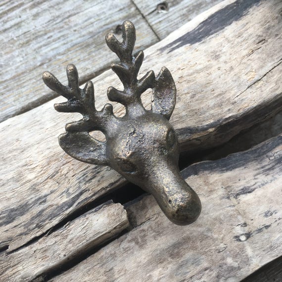 metal large deer drawer knobs - buck cabinet knobs (rtg26)