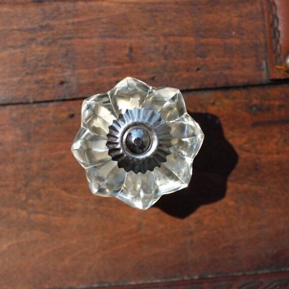 Clear Glass Drawer Knobs Glass Cabinet Knobs With Silver Etsy