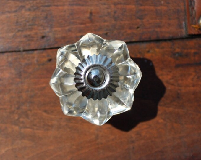 Clear Glass Drawer Knobs Glass Knobs With Silver Etsy