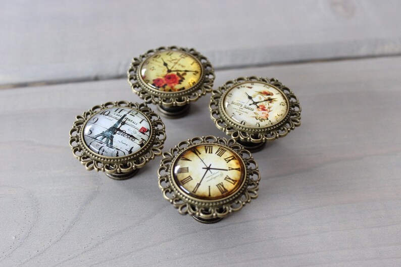 Vintage Clock Drawer Knobs Clock Knobs Clock Face Etsy
