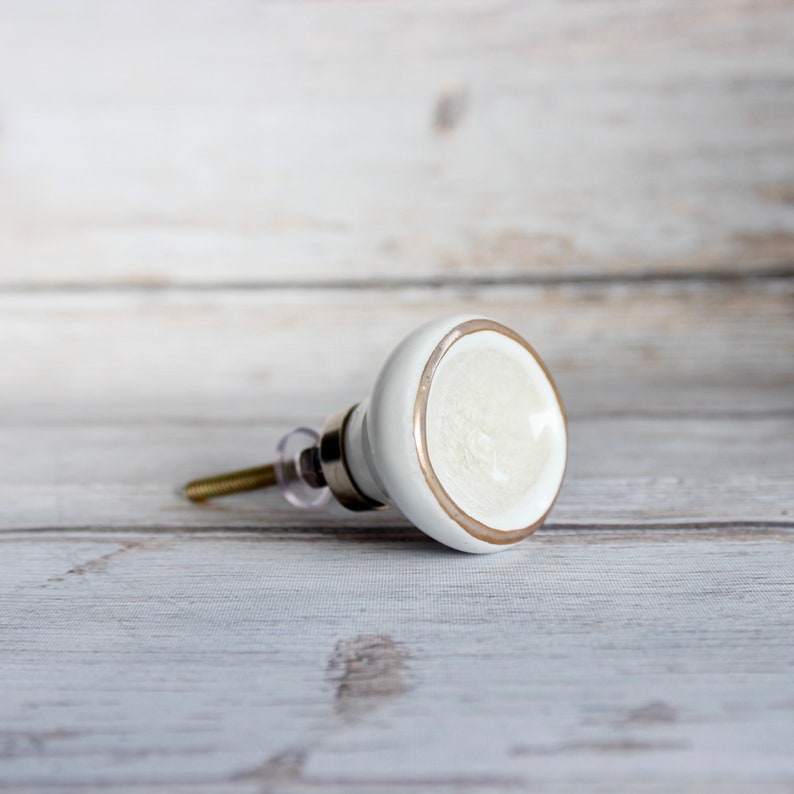 Oval Ceramic Drawer Knobs with Crackled Glass in White Etsy