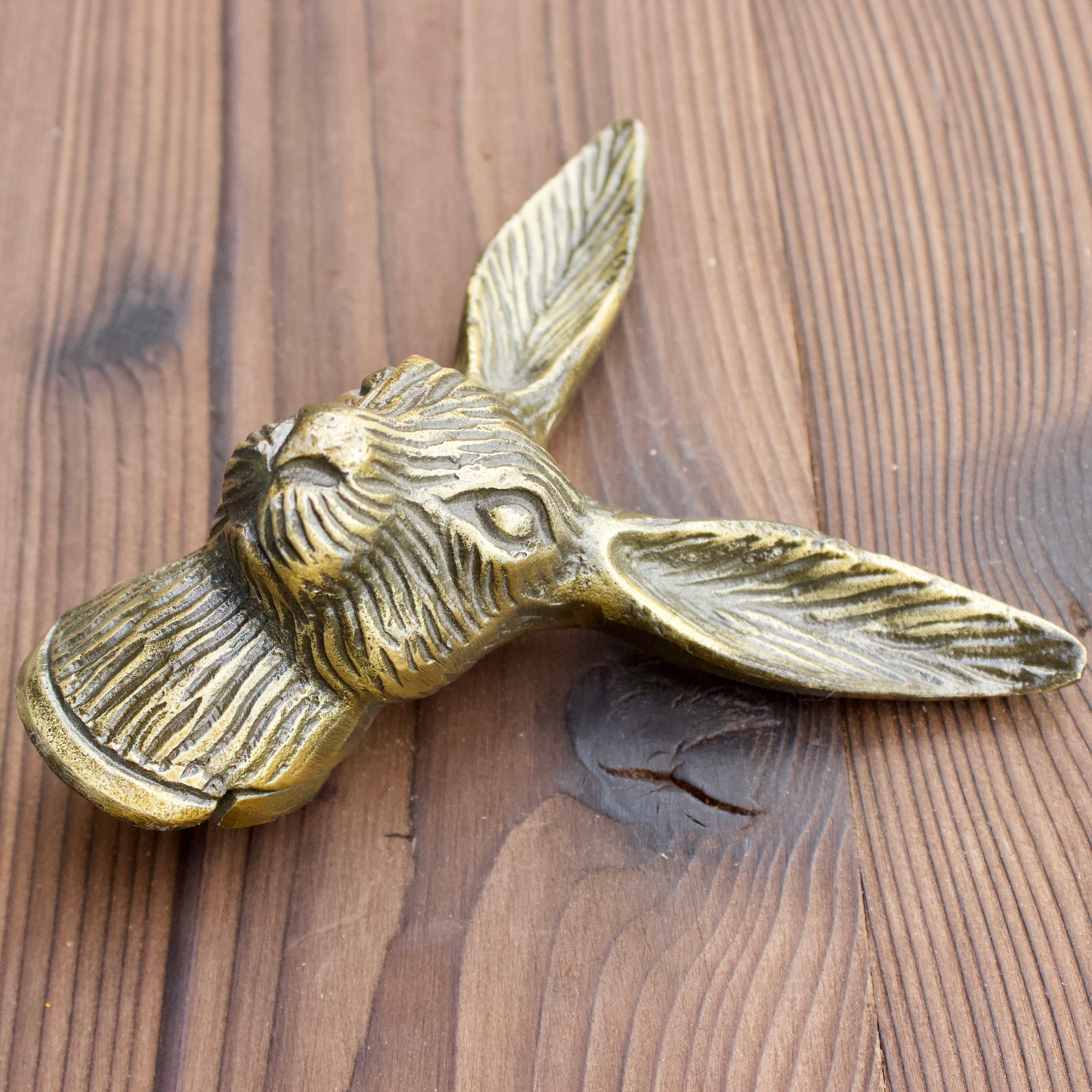 Hare Hook Rabbit Wall Hook in Antique Brass Woodland Decor Etsy Canada